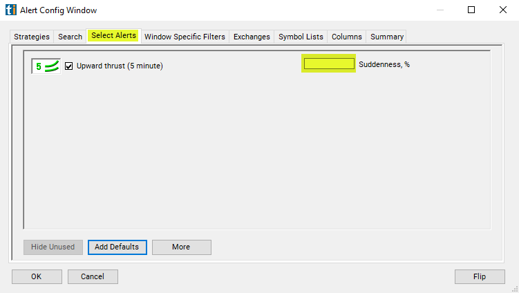 Upward Thrust (5 minute) Alert Custom Settings